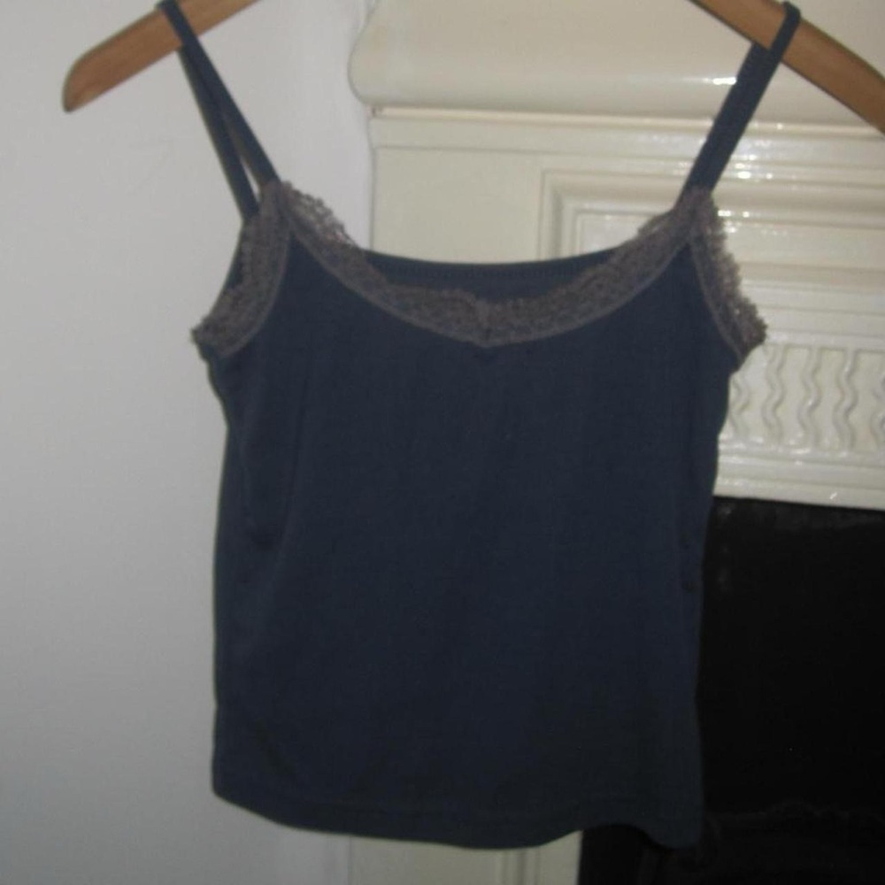 Lace-Trim Camisole Tank Top - Dark Blue